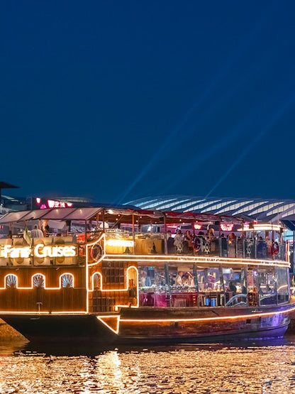 From Dubai Canal: Luxury Dhow Cruise with Dinner &amp; IMAGINE Show Views