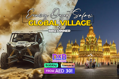 Budget-Friendly Evening Desert Safari with BBQ Dinner + Global Village Dubai Tickets