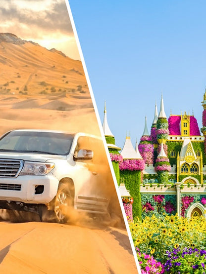 Budget-Friendly Evening Desert Safari + Dubai Miracle Gardens Tickets