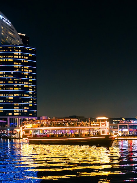 From Dubai Canal: Luxury Dhow Cruise with Dinner &amp; IMAGINE Show Views