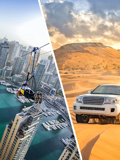 XLine Dubai Marina Zip Line + Budget-Friendly Evening Desert Safari Tickets